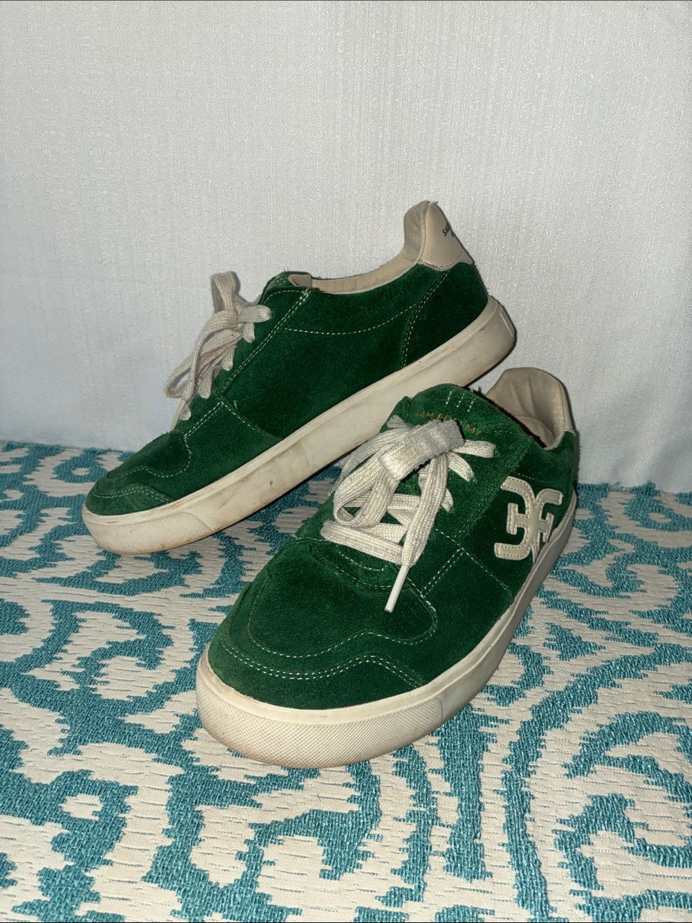 Sam Edelman Women’s Green Suede Sneakers with White Accents